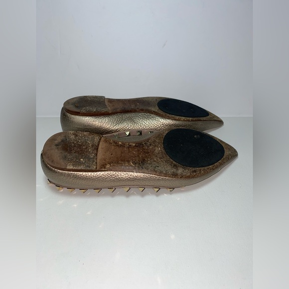 Valentino Garavani Gold Studded Flats - Picture 7 of 7